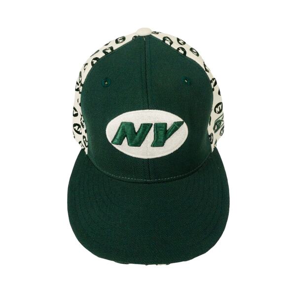 Reebok NY New York Jets Green Repeating Print NFL 7 1/4 Hat Cap - Picture 1 of 7